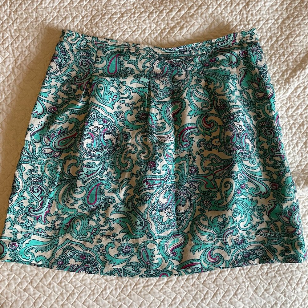 LOFT Blue Paisley A-Line Skirt 12P